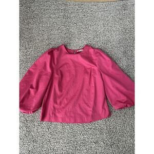 Boden Puff Balloon Sleeve Pink Women's Size 10 Peasant Top Blouse Elastic Wrist